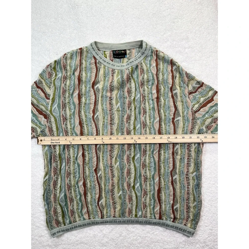 COOGI Women's 3D Cable Knit Crew Neck Size XL Sage Green Colorful 90's - Picture 7 of 13